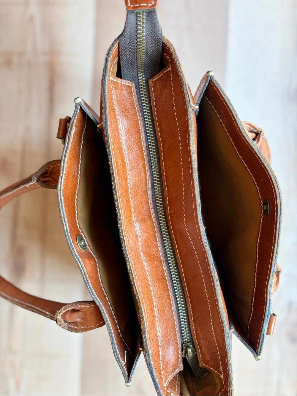 Patricia Nash Women’s Tan Leather Tote Bag Crossbody with Detachable Strap